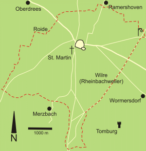 Die Lage Rheinbachs inmitten des Prümer Bannbezirks.